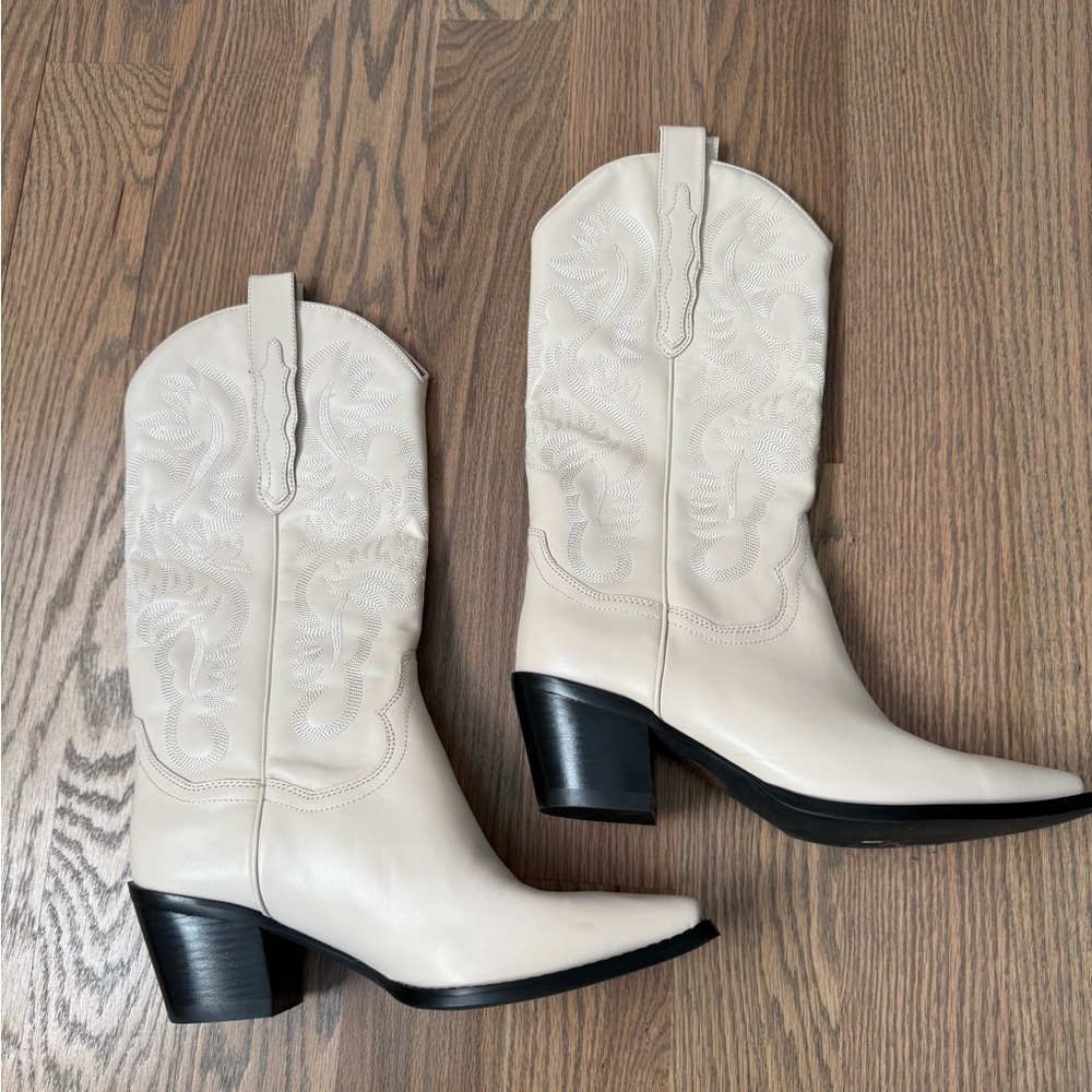 Jeffrey Campbell Dagget Mid-Calf Pointed Toe Western Heeled Cowboy Boot Size 9